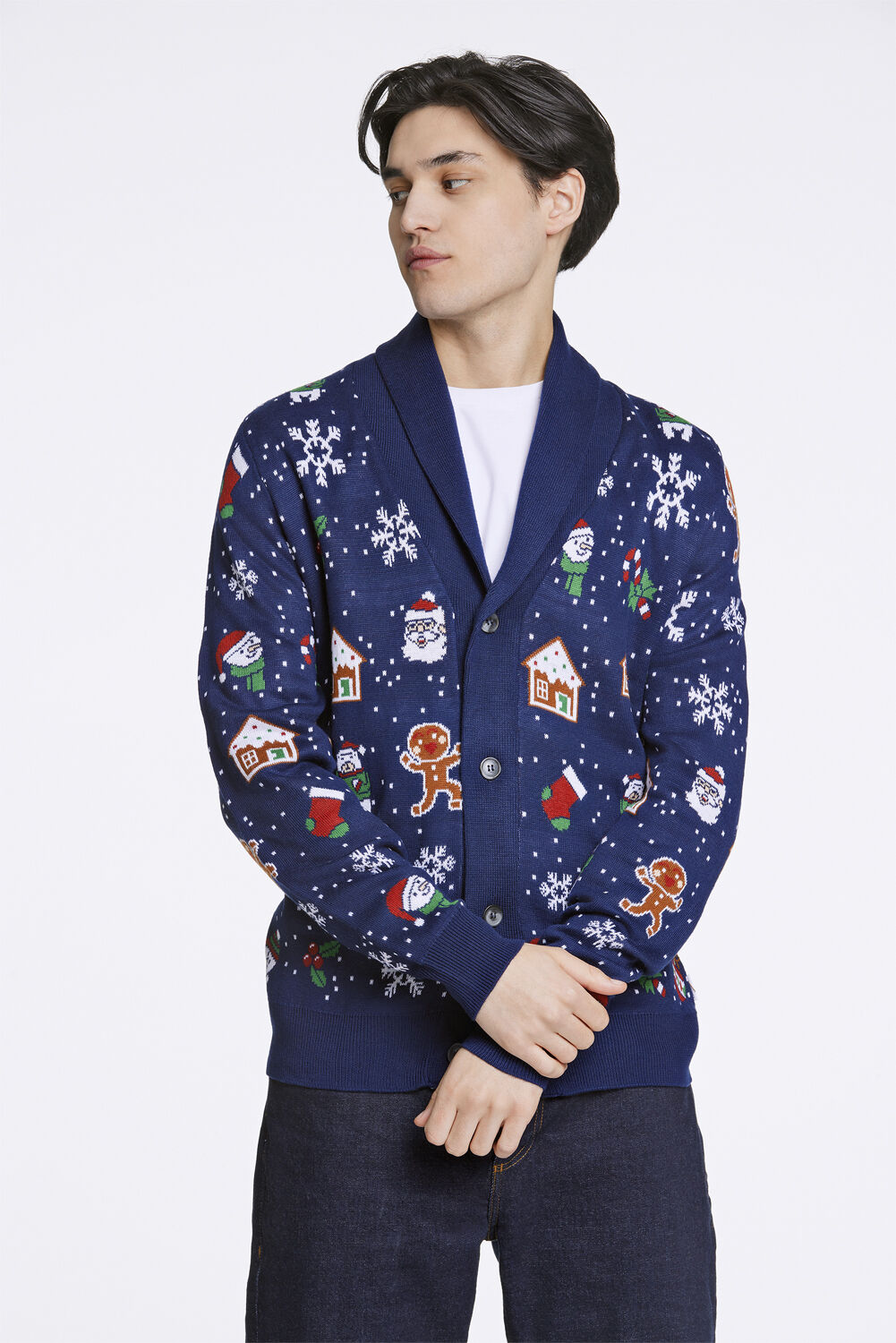 信頼への信頼 Xmas cardigan collar shawl トップス