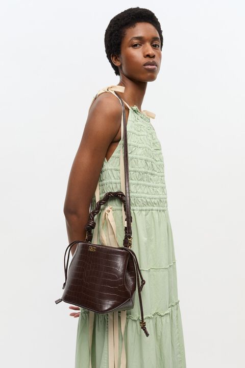 Ganni Bou Bucket Bag Croco
