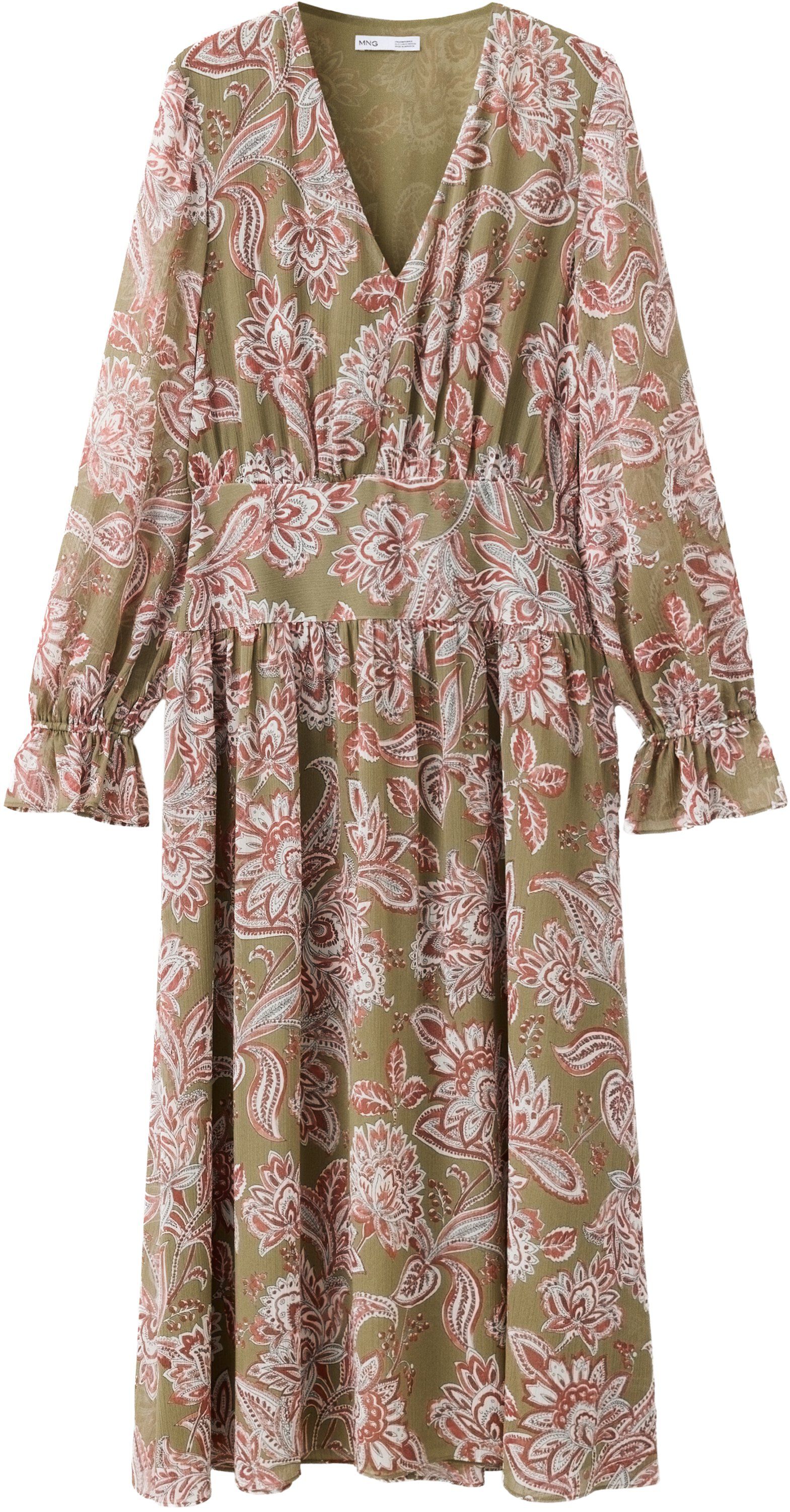 Midi dress with textured floral chi