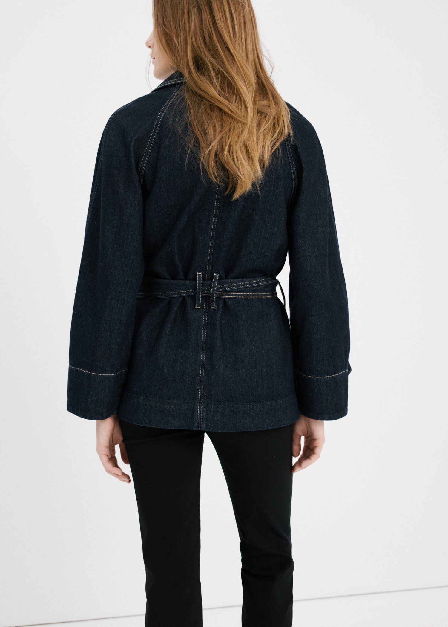 Denim trench with belt
