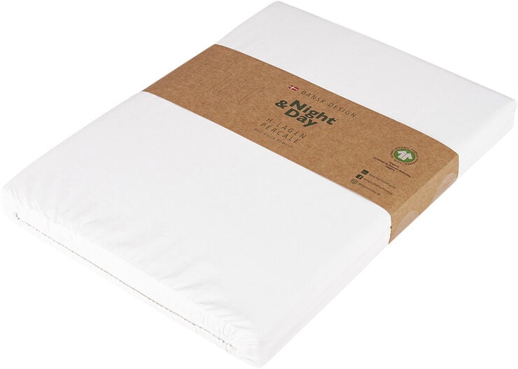 Økologisk H-split lagen, percale - GOTS, hvid