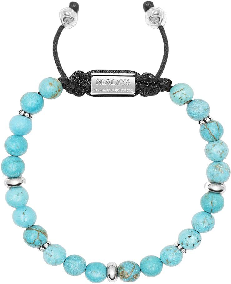 Men's Beaded Bracelet with Turquoise and Silver