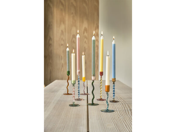 Ljusstake Styles 7,4 x 20,3 cm Blå/Rosa Glas