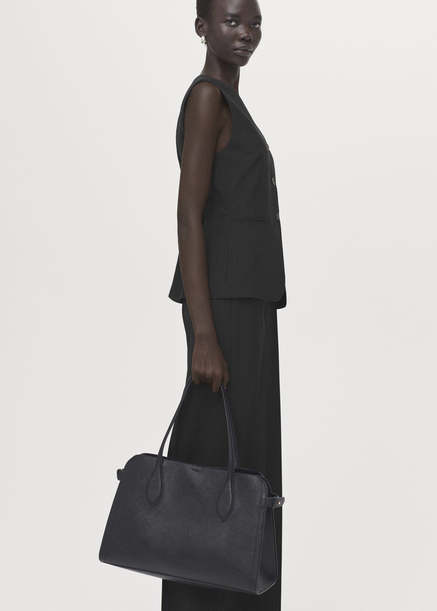 Pinstripe suit-style jumpsuit