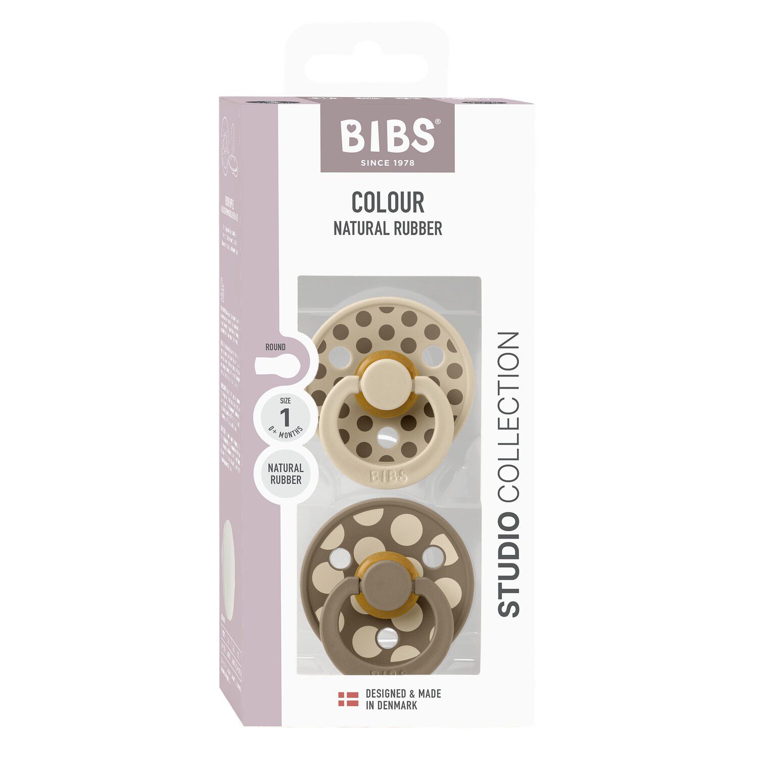 BIBS Pacifier Studio Colour 2 PACK Polka Mix Latex Size 1 Va