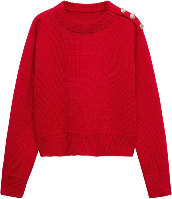 Knitted sweater with jewel buttons
