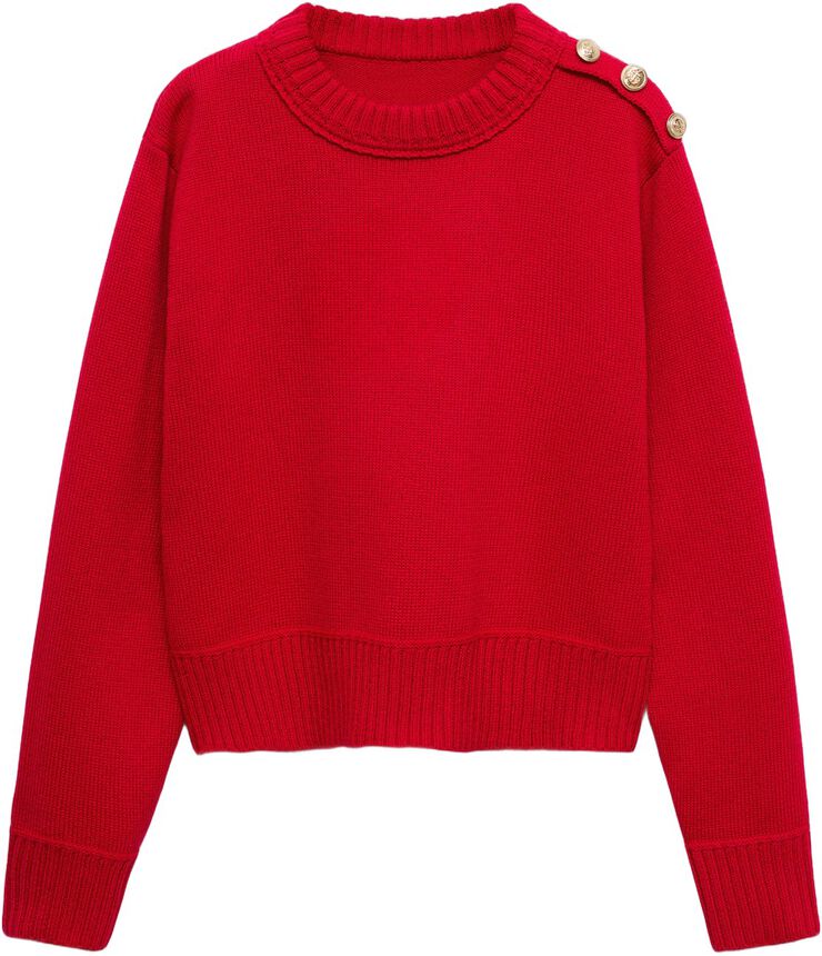 Knitted sweater with jewel buttons