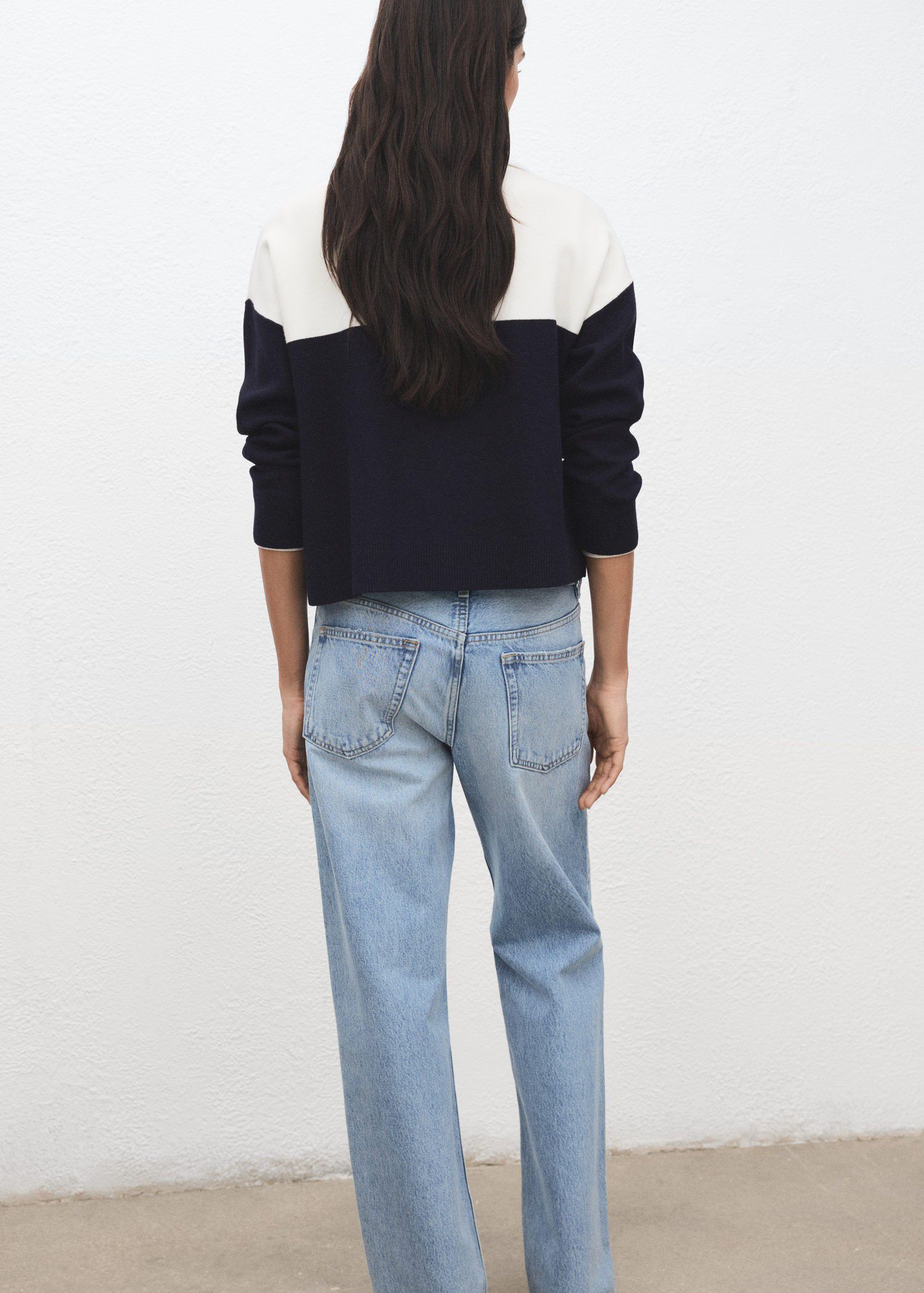 Bicolour high collar sweater