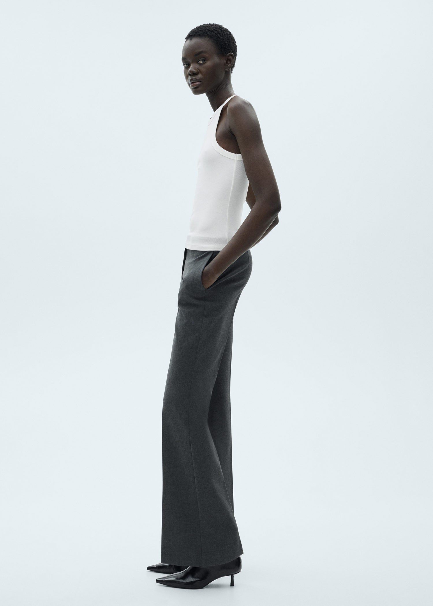 Ribbed cotton-blend top