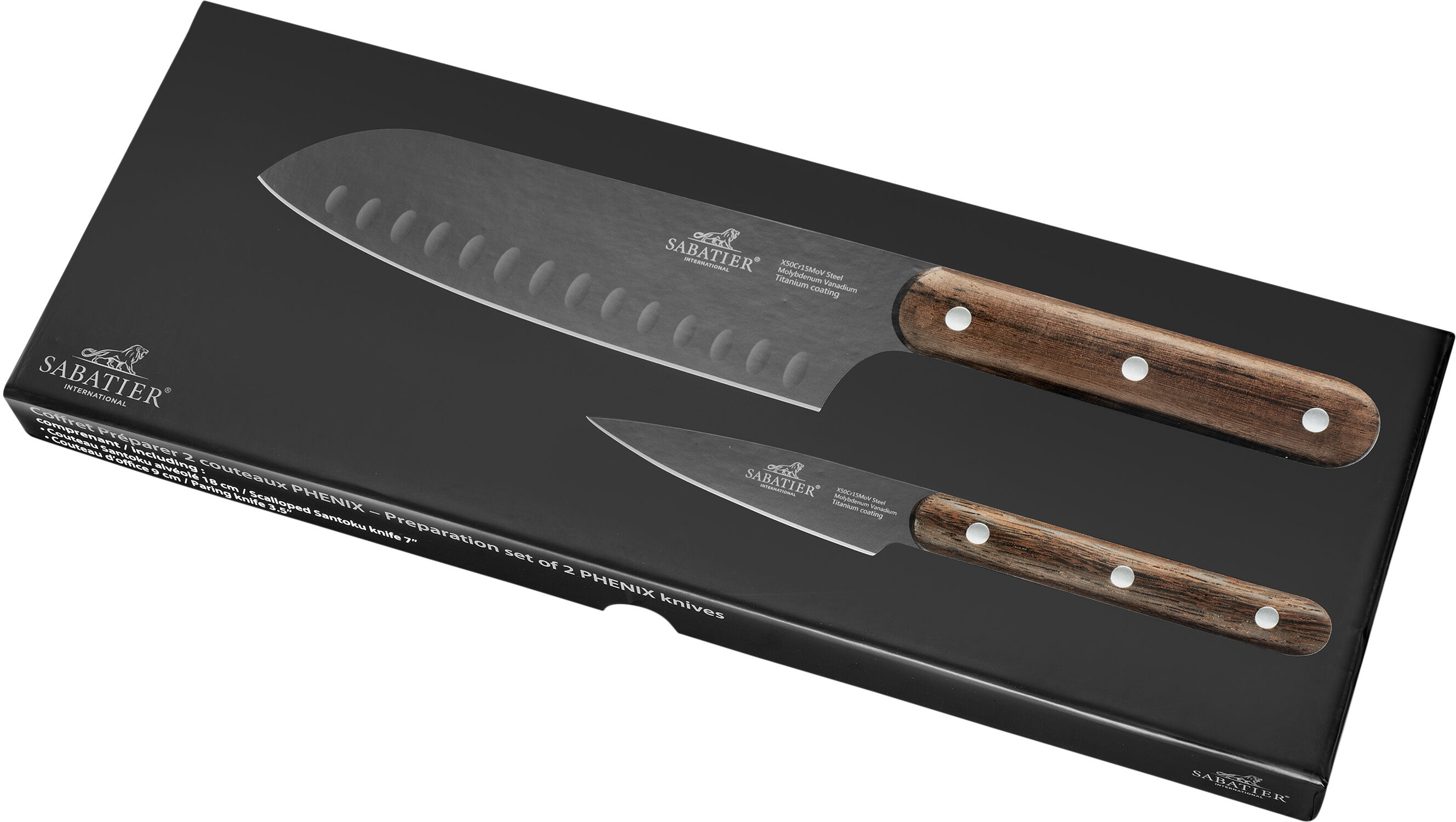 "Knivsett Phenix 2 deler Svart/Tre"