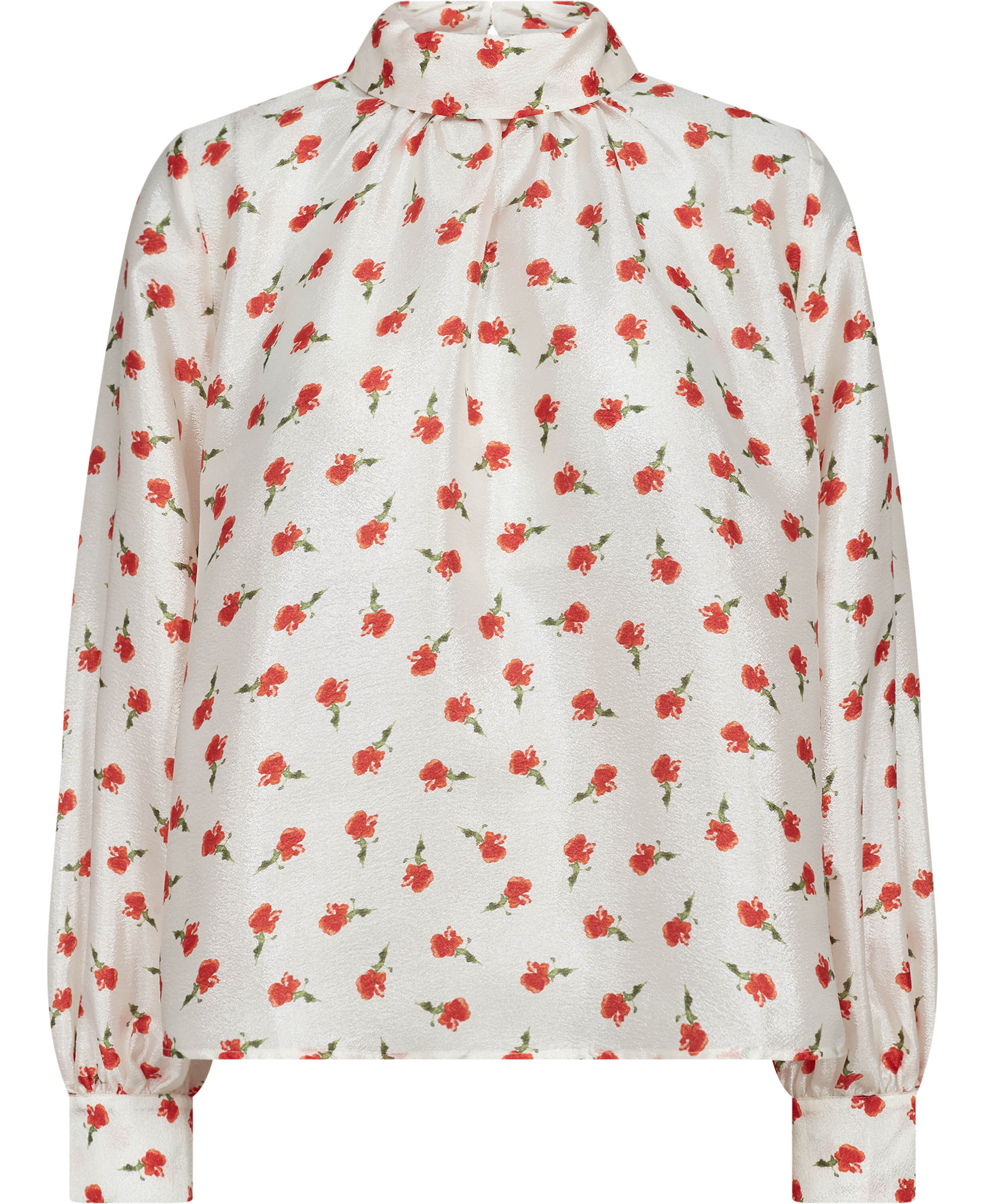 2067 Flat Textured Poly, Gathered Long Sleeve Top