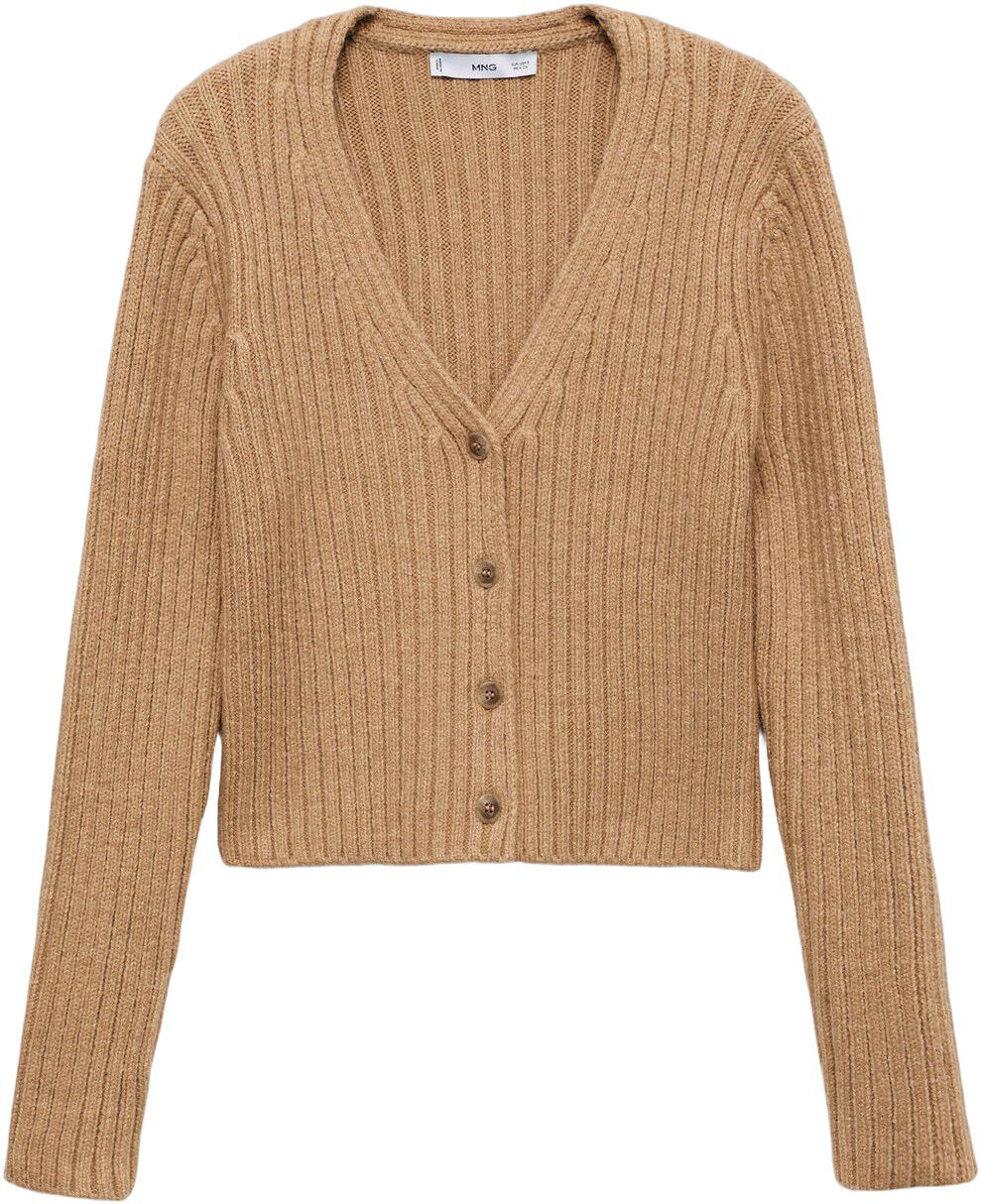 V-neck ribbed cardigan