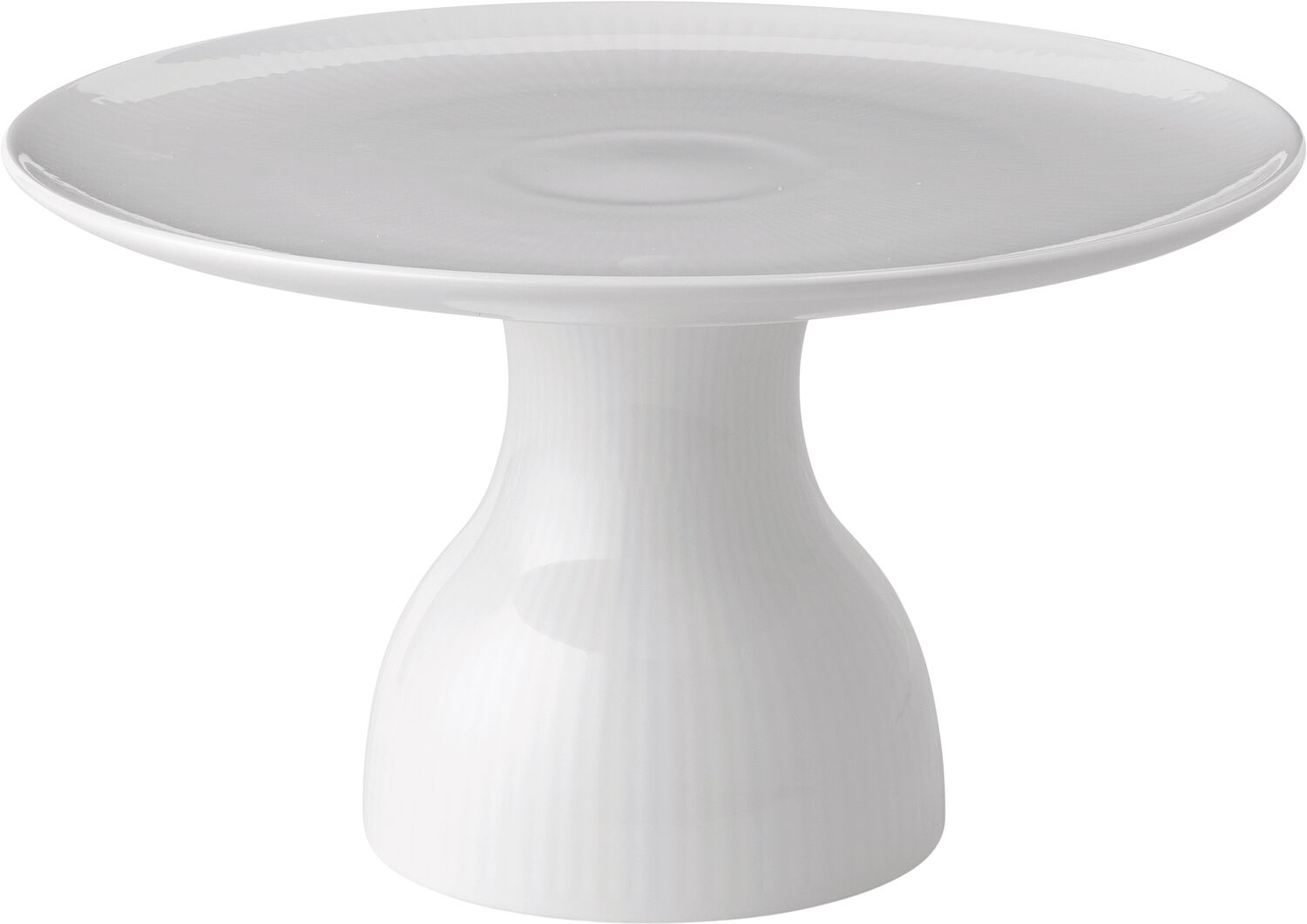 Hvid Riflet Fad p&aring; fod 20 cm