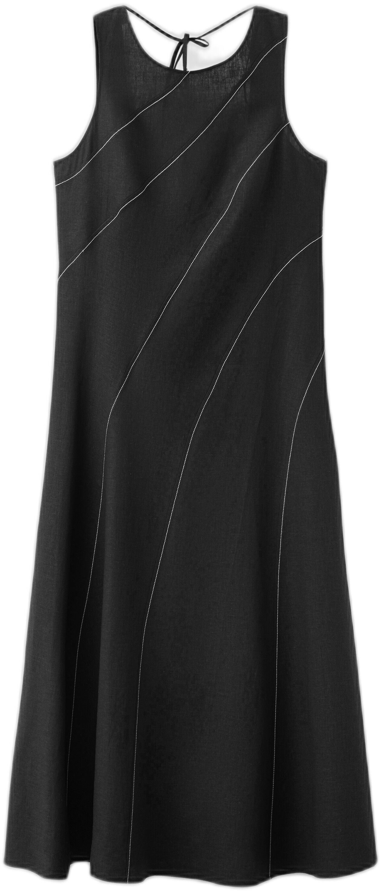 Linen dress with contrast stitching