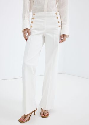 Wide-leg jeans with side buttons