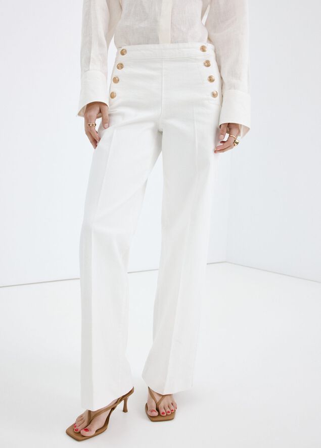 Wide-leg jeans with side buttons