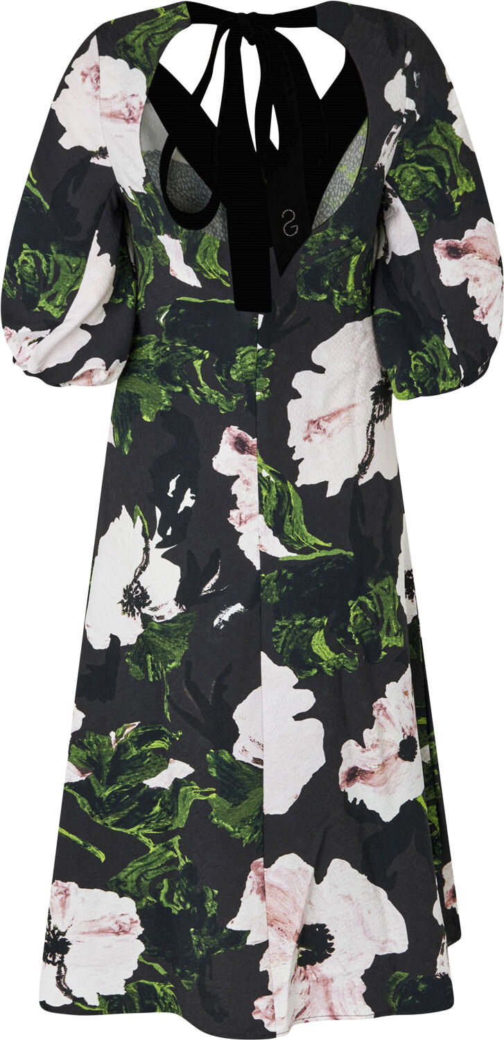 3/4 Volume Sleeves Midi Dress, 2259 Structure Stretch