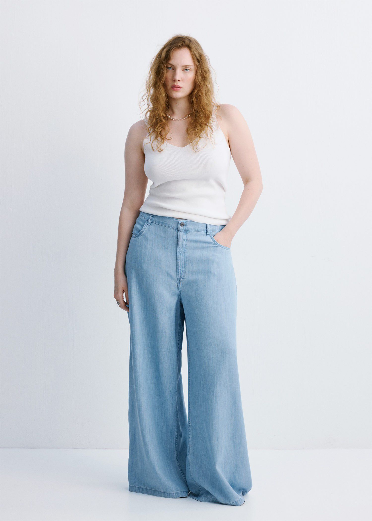 Mid-rise palazzo jeans