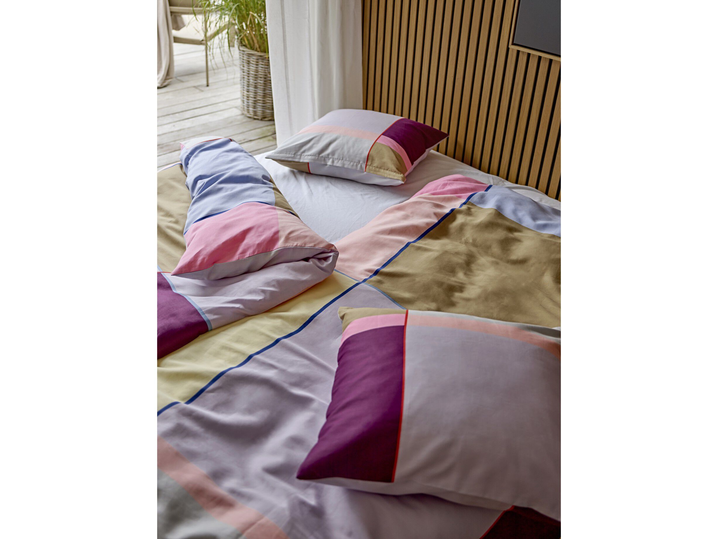 P&aring;slakanset 140x200 Colour Block Lavender