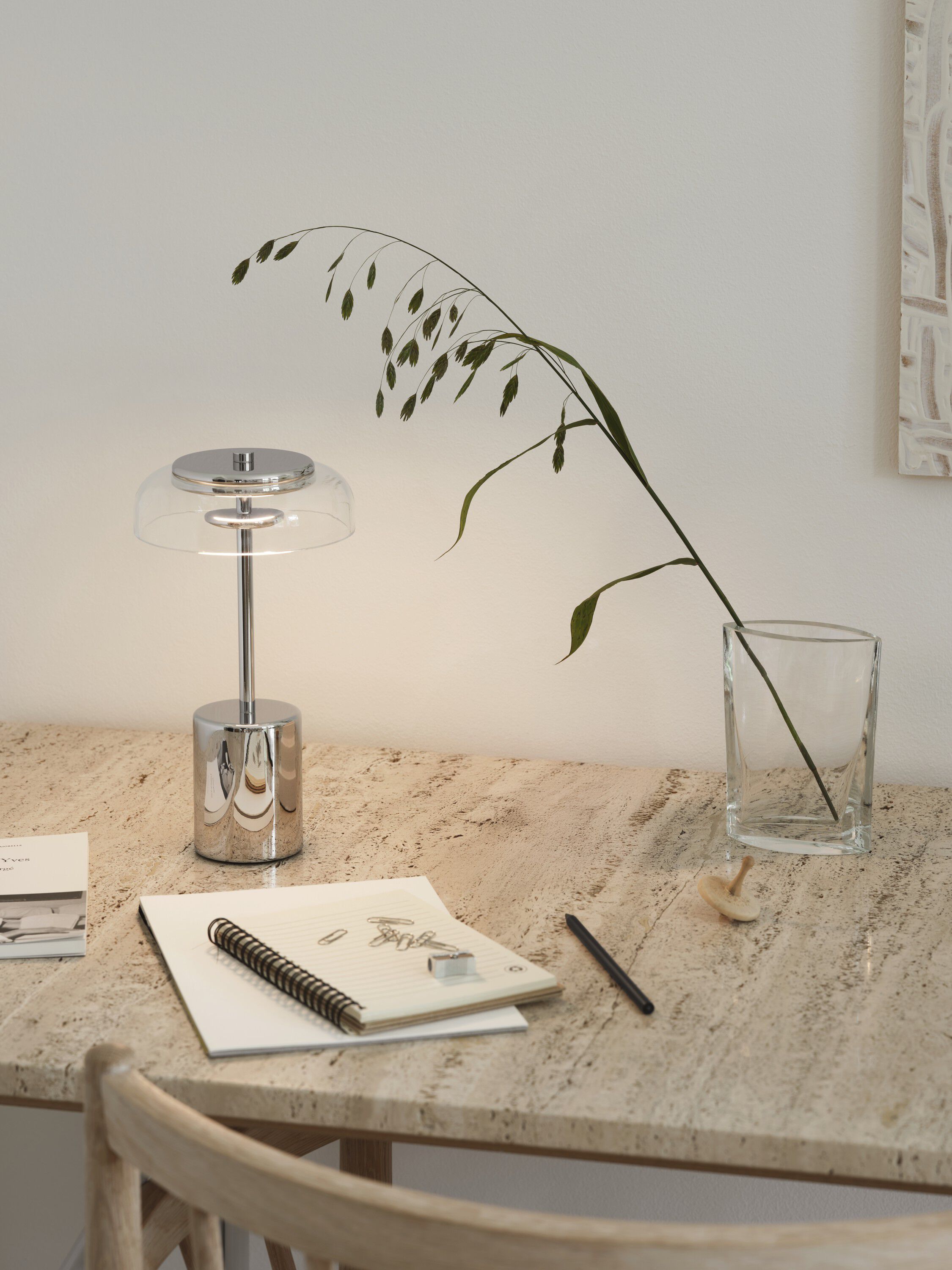 Blossi Table Mini, portable, chrome / clear