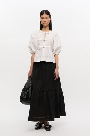 Garment Dyed Cotton Smock Maxi Skir