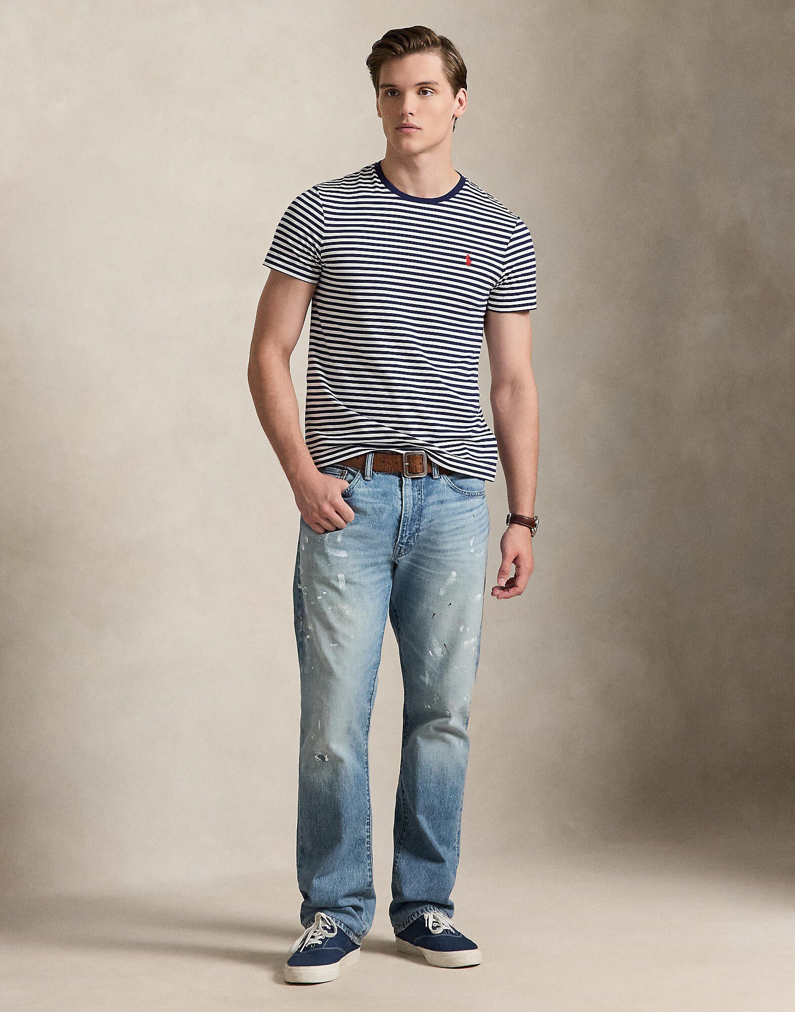 Custom Slim Fit Striped Jersey T-Shirt