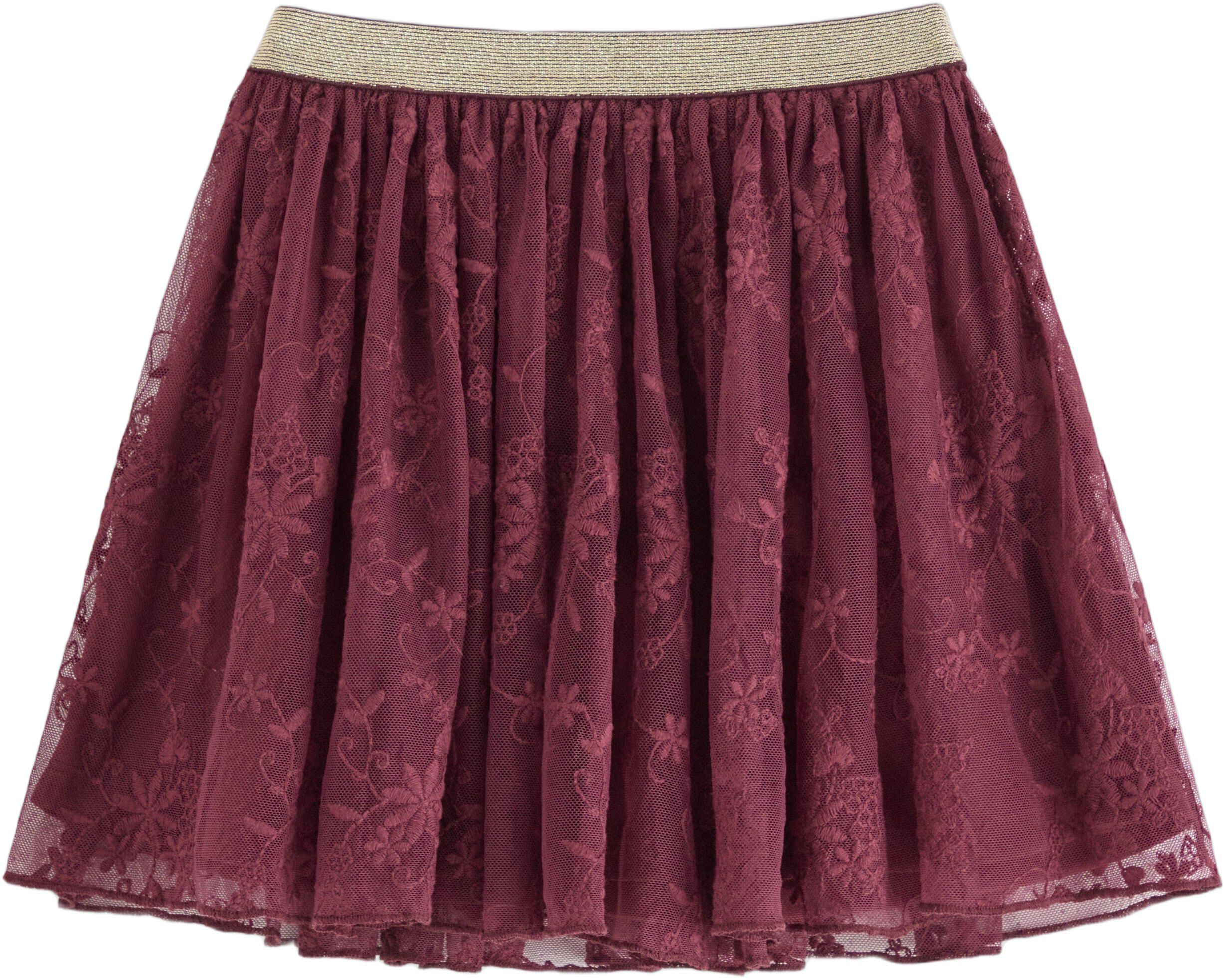 Jersey skirt with sheer lace and a