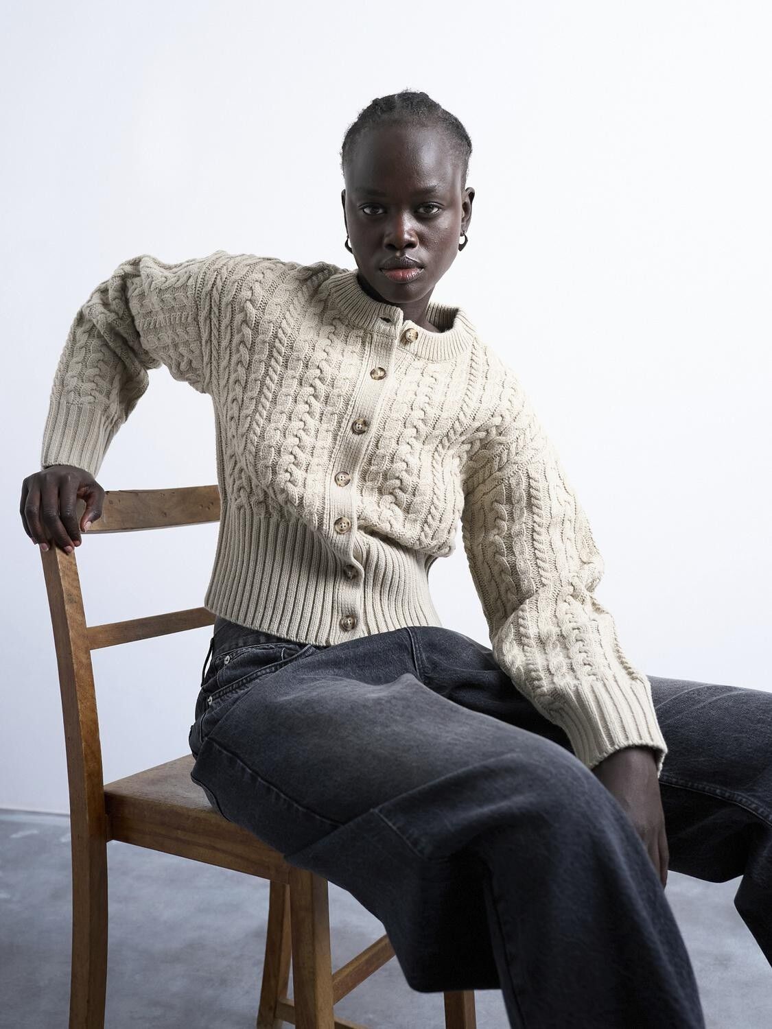 TSMIRA LS O-NECK CARDIGAN - WOOL