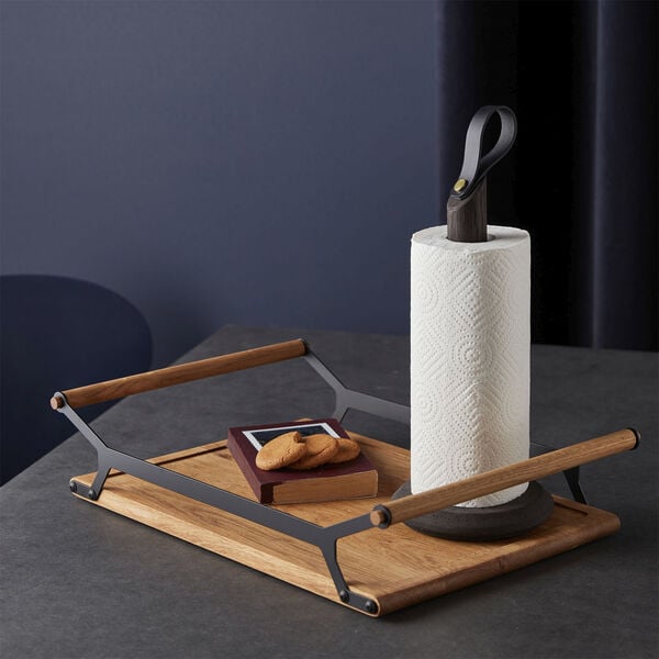 GRAB Kitchen Roll Holder Black Oak