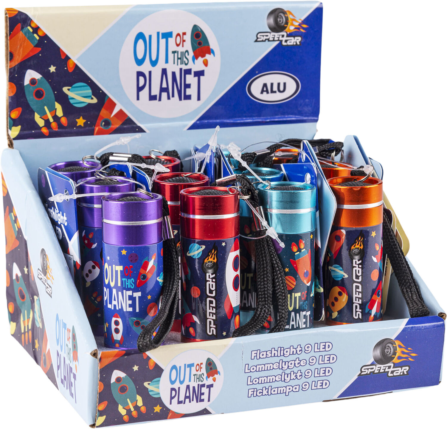 SPEEDCAR ALU LYGTE 9LED ASSORTERET