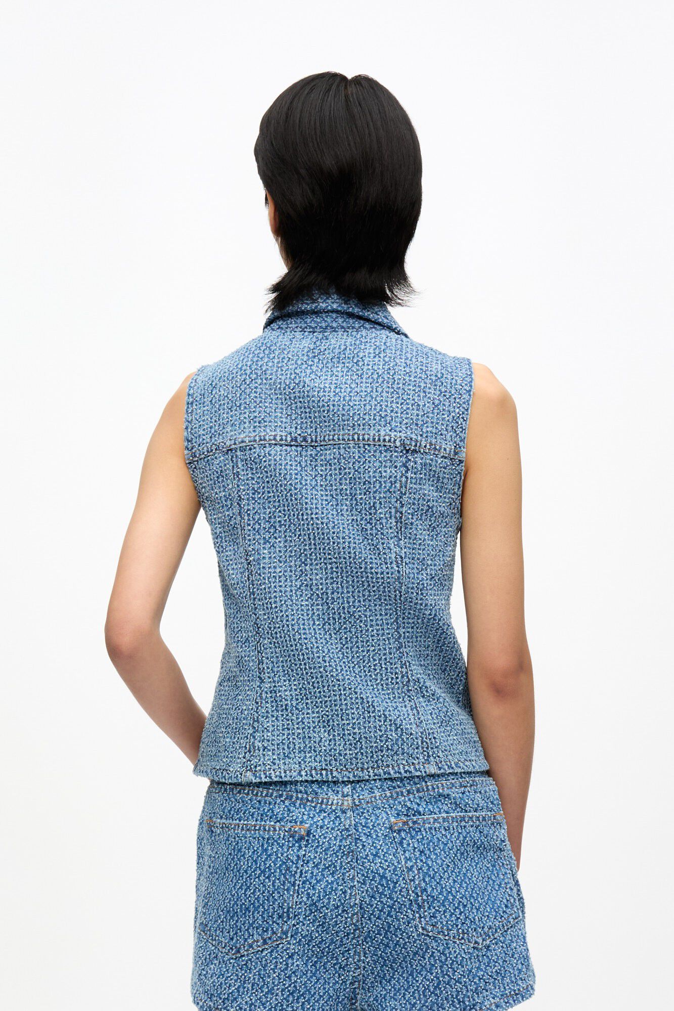 Fluffy Denim Fitted Top