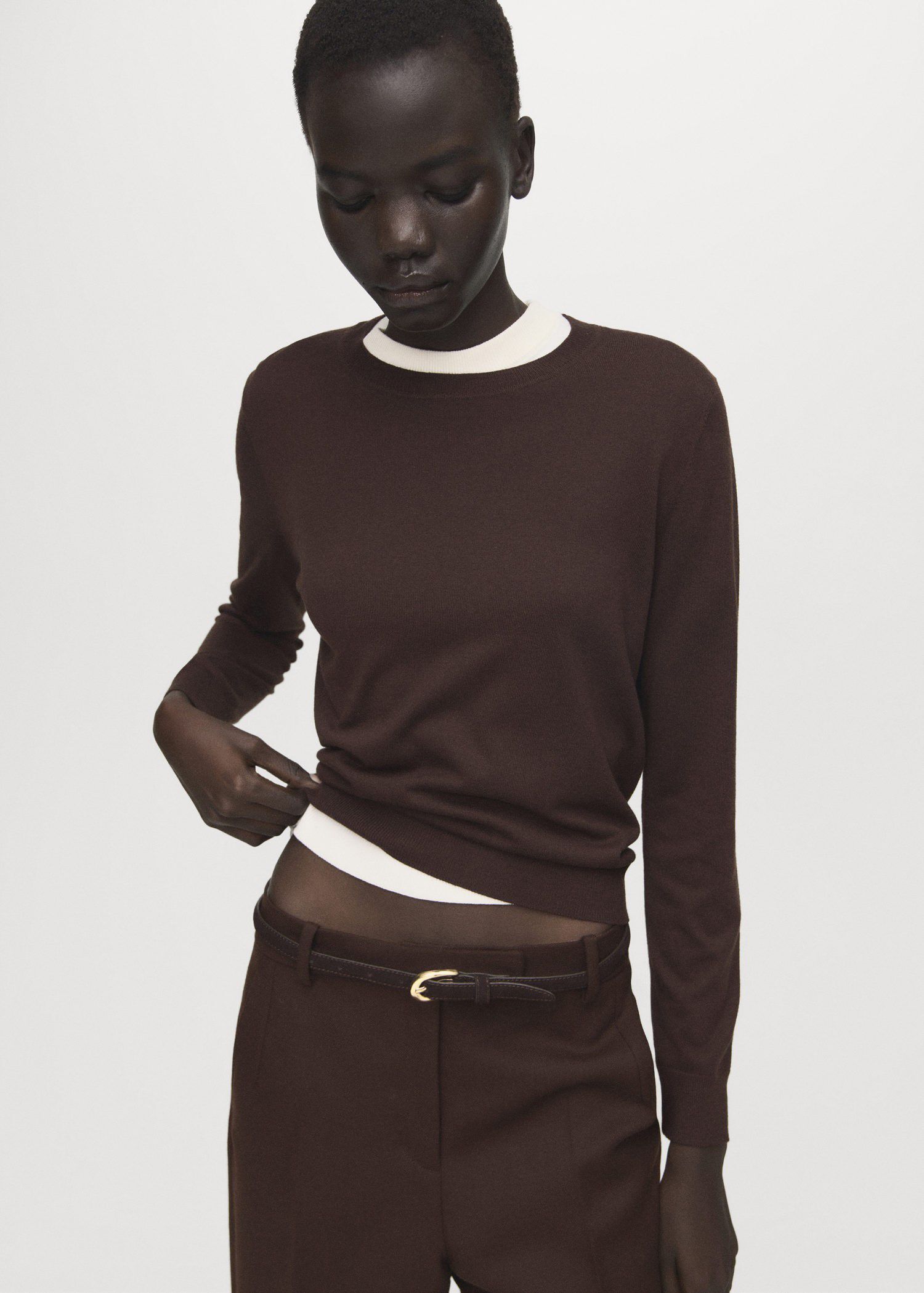 Fine-knit crew-neck sweater