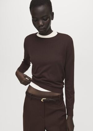 Fine-knit crew-neck sweater