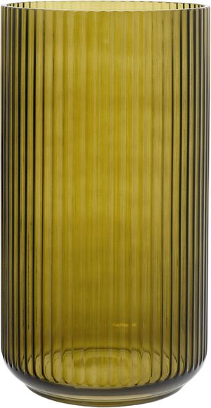 Lyngby Vase H38 cm olivengr&oslash;n mundbl&aelig;st glas