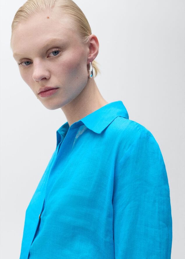 Ramie shirt with hidden buttons