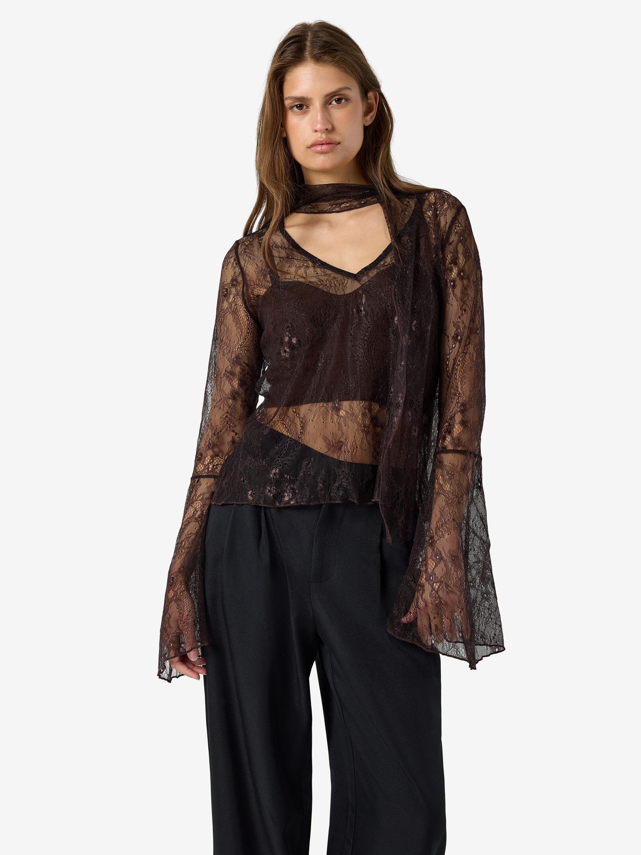 Nmida L/S Lace Scarf Top