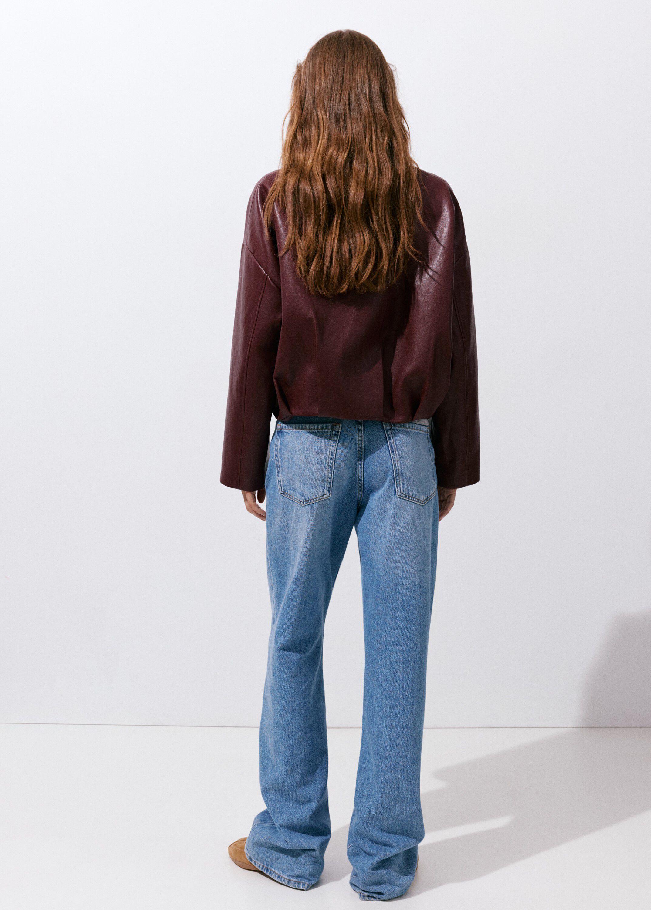 Faux leather funnel neck jacket