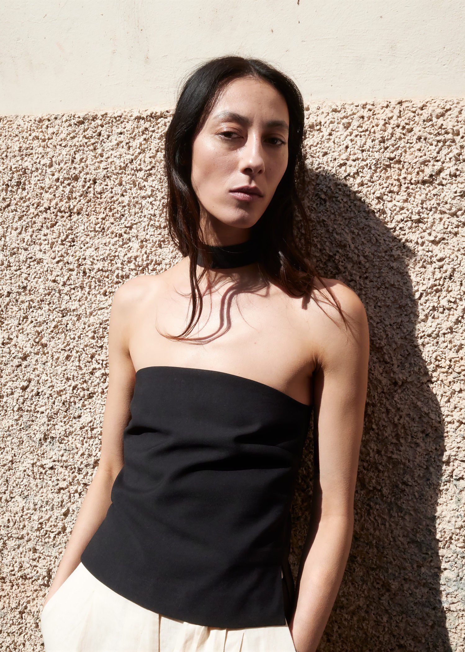 Halter-neck lyocell top