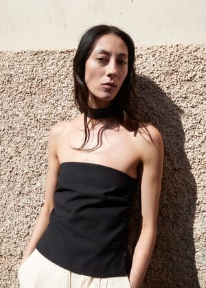 Halter-neck lyocell top