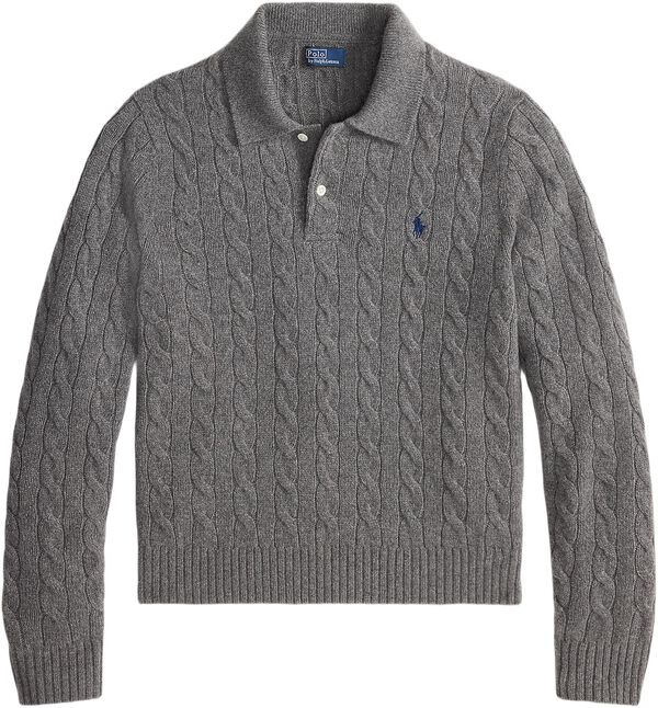 Cable-Knit Wool-Cashmere Polo Sweater