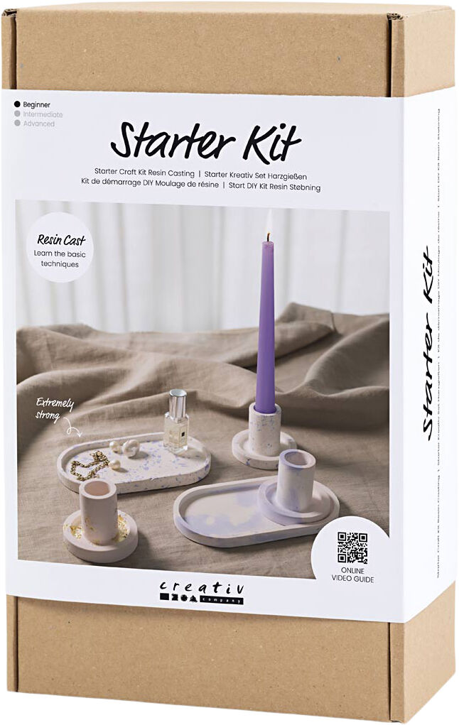Start DIY Kit Resin St&oslash;bning, 3 lysestager og 2 fade