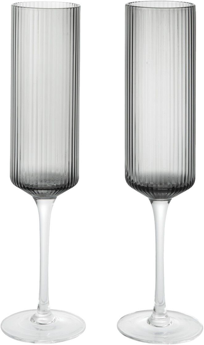 Ripple Champagne Flutes - Set of 2 - Smoked Grey