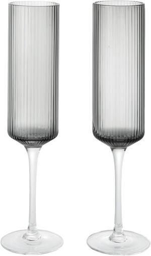 Ripple Champagne Flutes - Set of 2 - Smoked Grey