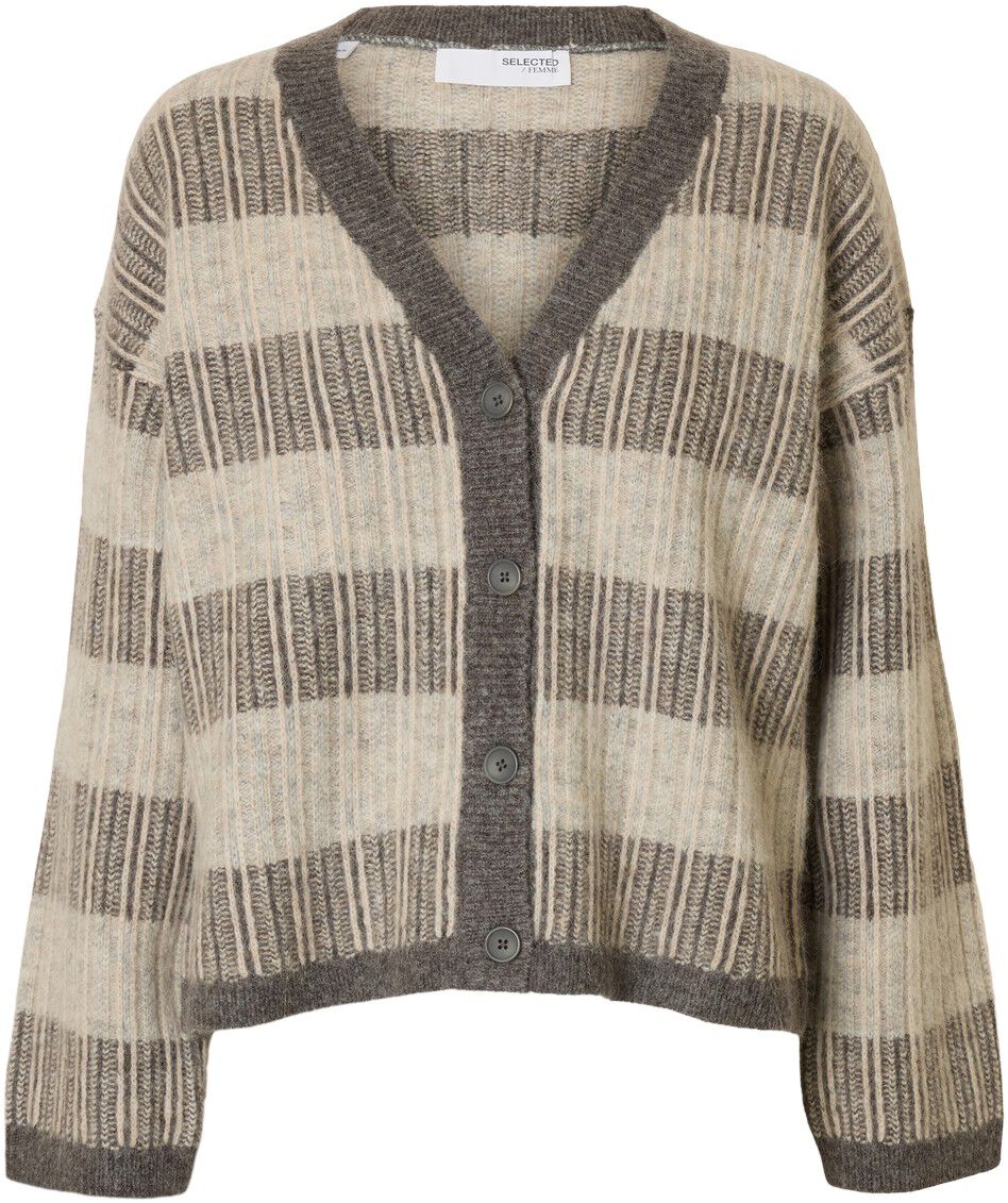 SLFALVA LS KNIT STRIPE V-CARDIGAN