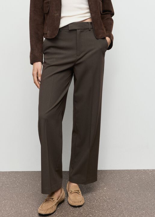 Mid-rise cropped straight-leg trous