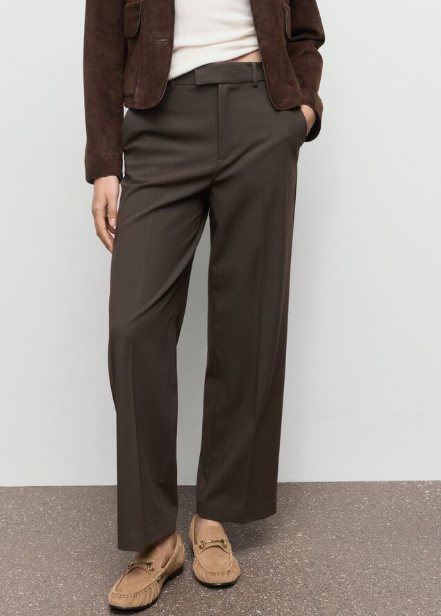 Mid-rise cropped straight-leg trous