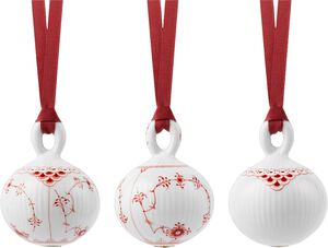Rød julekugler, 3 stk.
