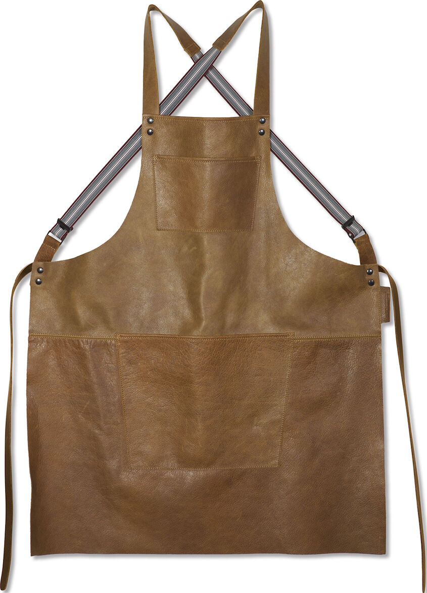 L&aelig;derforkl&aelig;de Suspender Serie Apron Vintage Camel