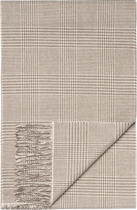 Beige Prince Of Wales Merino Wool Scarf