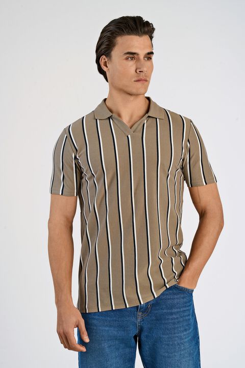 Striped piqué polo shirt S/S